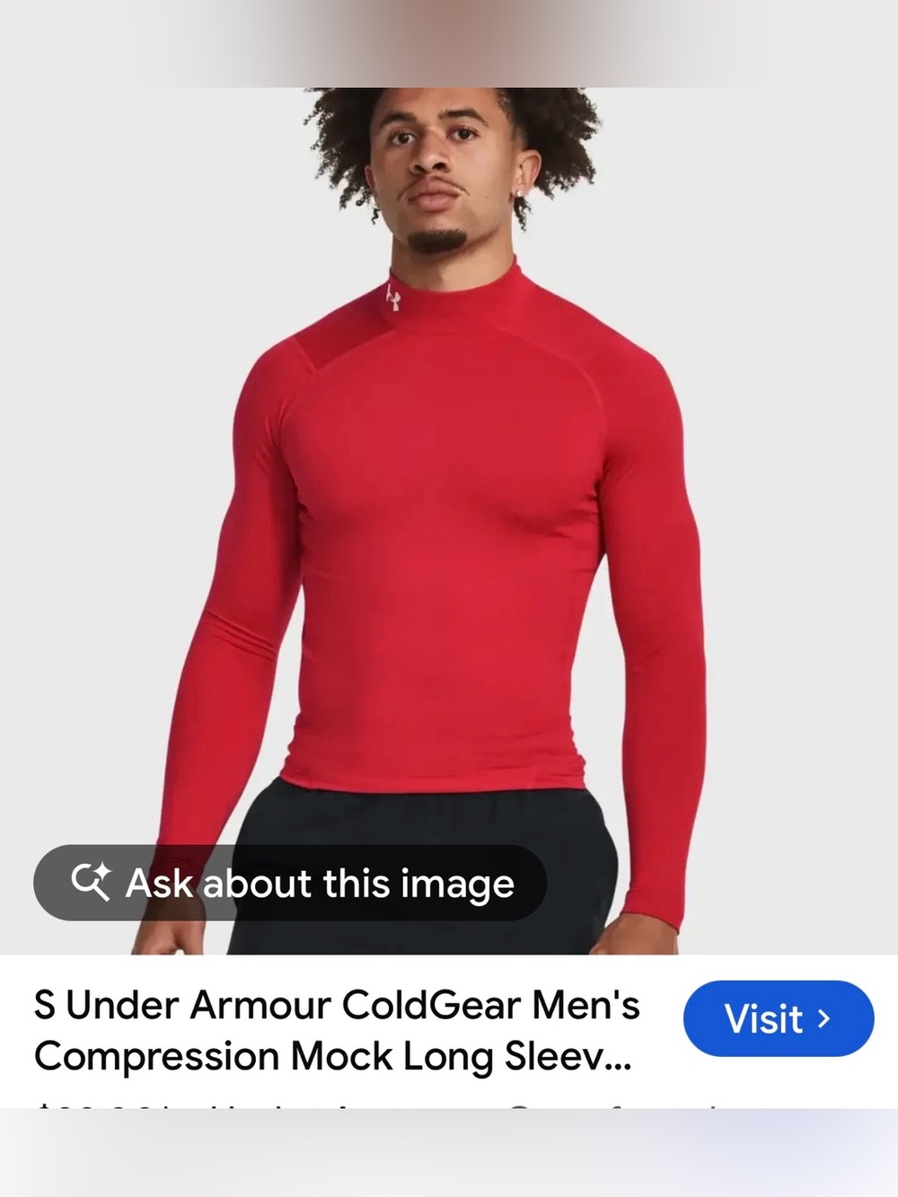 #3287**Under Armour Men’s Red Compression Mock Long Sleeve